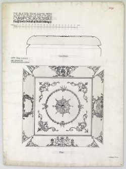 Plan and section of ceiling in hall at Dumfries House.
