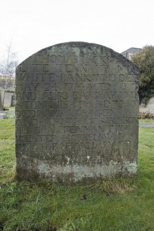 Detail of gravestone to Thomas Jacks and Barbara Johnston dated 1714.