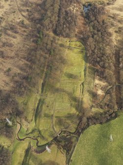 SW oblique aerial view of Rough Castle Roman Fort and the course of the Antonine Wall.