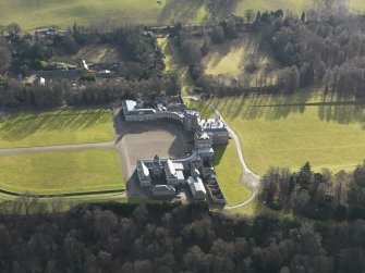 General oblique aerial view of the estate centred on Hopetoun House, taken from the NNE.