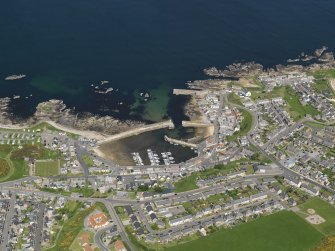 Oblique aerial view of the village of Findochty, taken from the SSE.