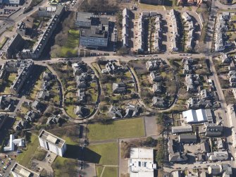 Oblique aerial view centred on the streets, taken from the NE.