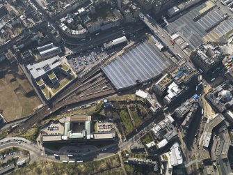 Oblique aerial view centred on St Andrews House, taken from the NNE.