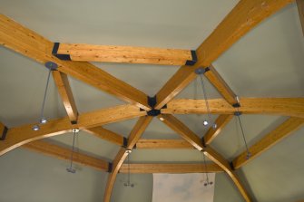 Interior. Ben Lawers Visitors Centre, detail of roof structure.