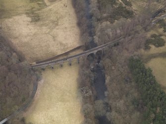 Oblique aerial view centred on the railway viaduct, taken from the SSW.
