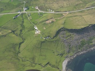 Oblique aerial view of Port Earlish and the remains of the field system and farmstead, taken from the E.