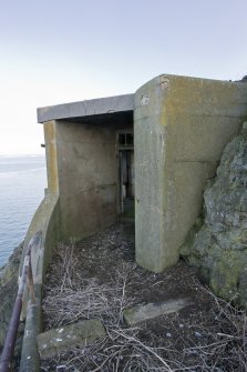 Detail of entrance to NW searchlight emplacement showing location of inscribed concrete..