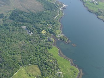 General oblique aerial view of Dunvegan castle and policies, taken from the N.