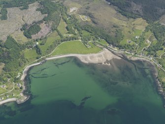 Oblique aerial view of Ardarroch and Ardoch centred on the fish traps in the bay, taken from the W.