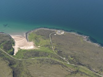 Oblique aerial view of Sand and the Range Control Buildings, taken from the ENE.