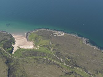 Oblique aerial view of Sand and the Range Control Buildings, taken from the ENE.