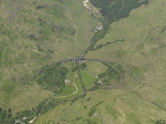 Oblique aerial view centred on Glenfinnan viaduct, taken from the SSW.