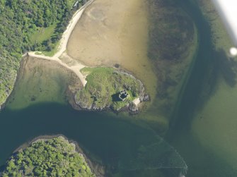 Oblique aerial view centred on Castle Tioram, taken from the N.