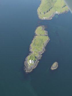 General oblique aerial view of Eilean Musdile and the Lismore lighthouse, taken from the SSW.