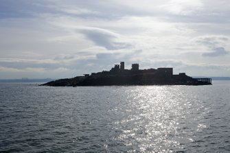 General view from NE of island from approaching boat.