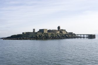 General view from NW of island from approaching boat.