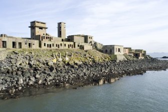 View from NW of W side of island showing No.1 gun Battery Observation Post and main Baattery Observation Post.