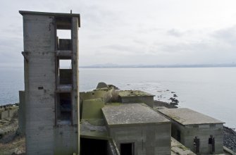 Detail of Battery Observation Post (BOP) from main BOP showing adjacent magazine and latrine buildings.