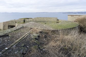 View from SE of re-used gun emplacement with wtaer tank supports built on top.