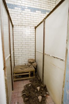 Interior.View into an individual sauna cubicle.