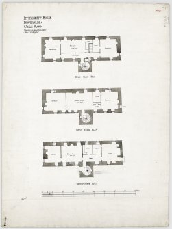 Ground, first and second floor plans of Pittencrieff House, Dunfermline.