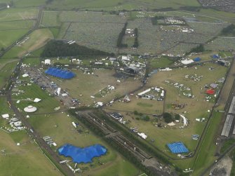 Oblique aerial view of T in the Park at Balado Bridge airfield, taken from the WSW.