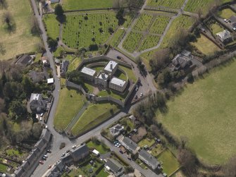 Oblique aerial view centred on the Castle Jail, taken from the N.