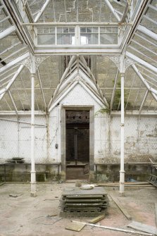 Interior. Ground floor, glass house, view from E