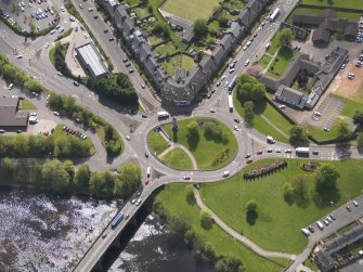 Oblique aerial view of the Customs Roundabout, Stirling, taken from the NE.