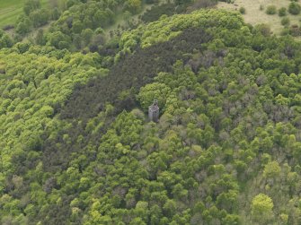 Oblique aerial view centred on the tower, taken from the WNW.