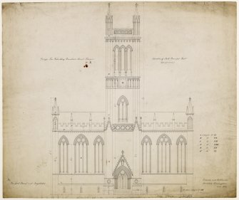 Ramshorn Kirk - elevation of South (Principal) front
Titled: 'Design for Rebuilding Ramshorn Church Glasgow No X'  'For the Lord Provost and Magistrates'  'Plan of the Ground Floor with Pewing'  'Rickman and Hutchinson Architects, Birmingham  5 Ma. 1824'