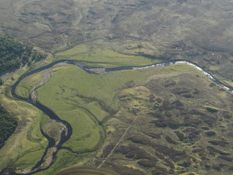 General oblique aerial view looking across the River Skinsdale and the remains of the townships and rig at Muiemore and Lubeag, taken from E.