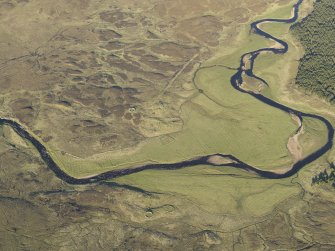 General oblique aerial view looking across the River Skinsdale and the remains of the townships and rig at Muiemore and Lubeag, taken from W.