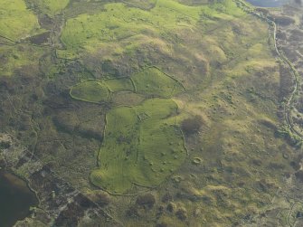 General oblique aerial view of the buildings, dykes, rig and hut-circles at Dola, taken from the E.