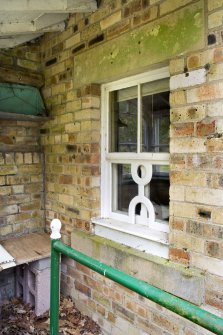 Detail of ticket issuing window in S elevation of ticket and goods office, Stobs railway station