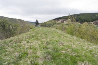 View from NNW showing trackbed and earthwork to Shankend Station.