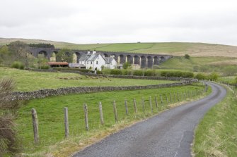 General view of viaduct and Shakend farmstead from E.