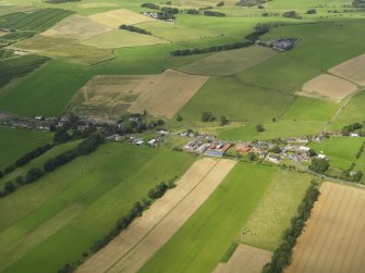 General oblique aerial view of Elsrickle village, taken from the SE.