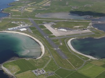 General oblique aerial view of Sumburgh airport, taken from the SSE.