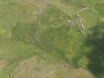 Oblique aerial view of Clumlie broch and township, looking to the NE.