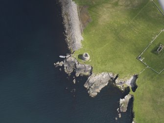 Oblique aerial view centred on the Broch of Mousa, taken from the SW.