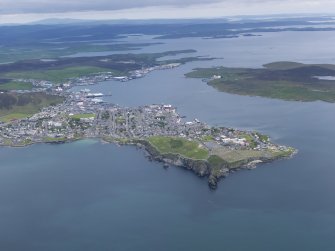 General oblique aerial view of Lerwick, looking to the NNW.
