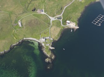 Oblique aerial view of Burrastow, looking E.