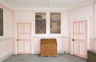 Interior. View of the west wall of the rear drawing room, with Patrick Geddes' writing desk to centre