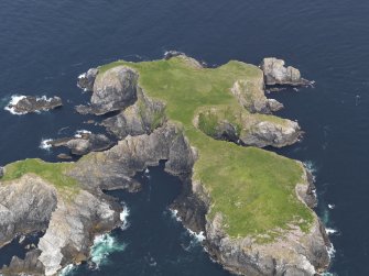 Oblique aerial view of Gloup Holm, looking ENE.