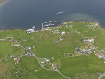 Oblique aerial view of Mid Yell, looking NNE.