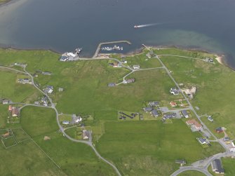 Oblique aerial view of Mid Yell, looking N.