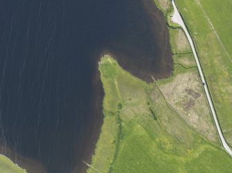 Oblique aerial view centred on the Law Ting Holm, looking SSW.