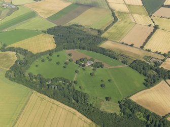 General oblique aerial view of Guynd country house and policies, taken from the SE.