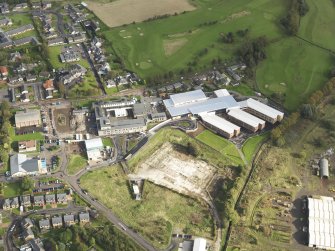 Oblique aerial view centred on the newly constructed Biggar High School, taken from the WSW.